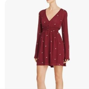 En Creme burgundy A-line v-neck casual dress from Magnolia Boutique
